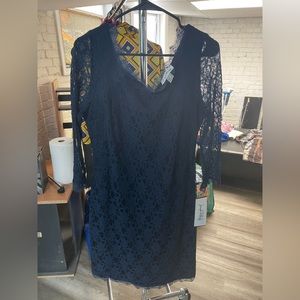 Lace navy dress